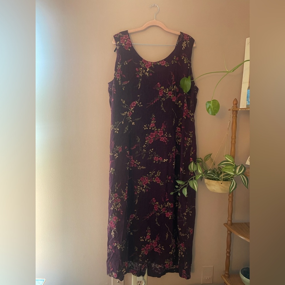 Vintage 90’s Burgundy Floral Plus Size Sun Dress